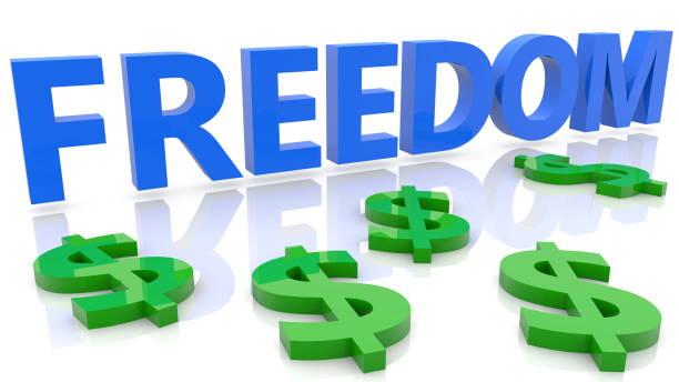 istock Freedom concept with green dollar signs 1227105254