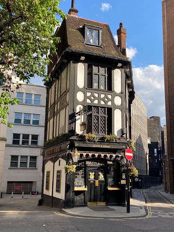 London, United Kingdom - May 25 2020: Coach and Horses traditional English pub exterior