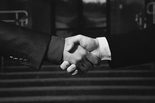 black and white art photography monochrome, business firm handshake