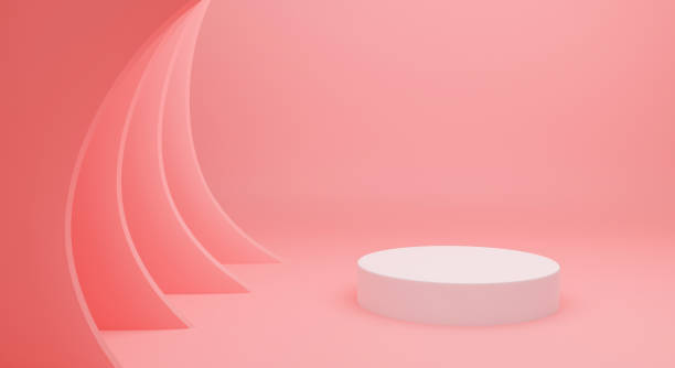 istock 3d pink podium background abstract for mockup, banner, showcase, display. Blank white pedestal isolated on minimal background. Creative idea scene. 3d pastel cylinder shape. 1227109433