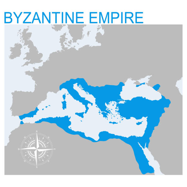 ilustraciones, imágenes clip art, dibujos animados e iconos de stock de mapa vectorial del imperio bizantino - byzantine