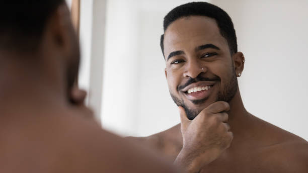 istock Portrait of handsome biracial man get ready in bath 1227112959