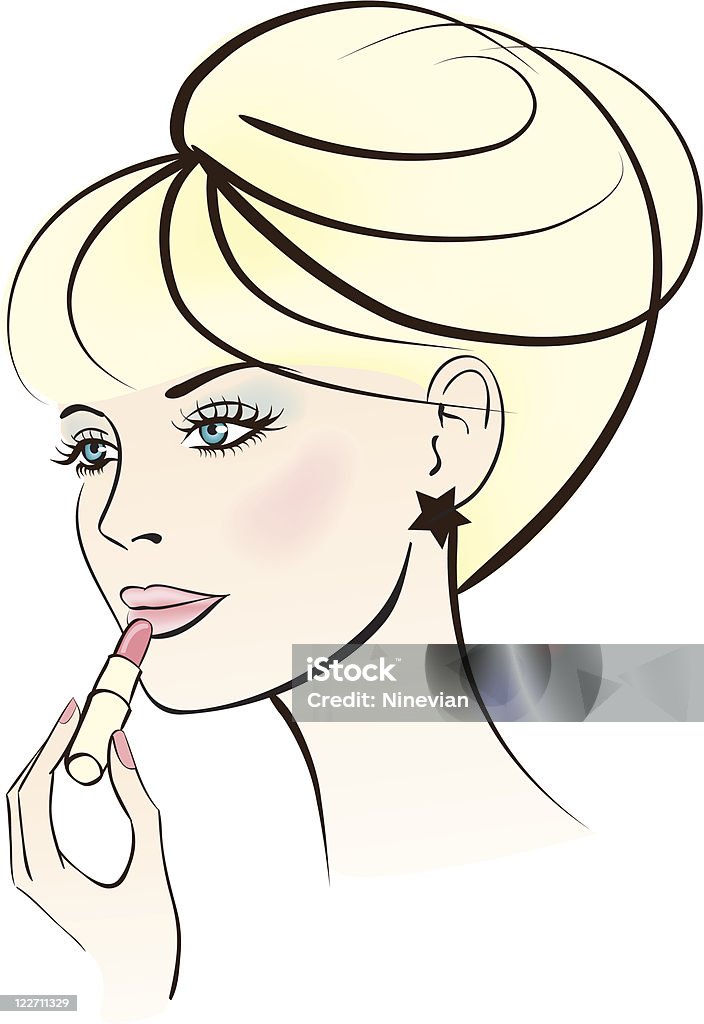 beauty woman with lipstick beauty woman with lipstick. Colorful vector illustration Adult stock vector
