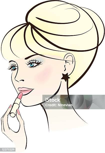 Beauty Woman With Lipstick Stock Illustration - Download Image Now - Adult, Adults Only, Beautiful Woman