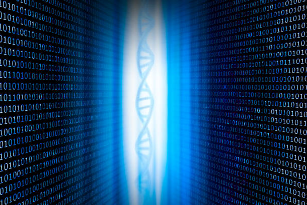 DNA and binary code vector art illustration