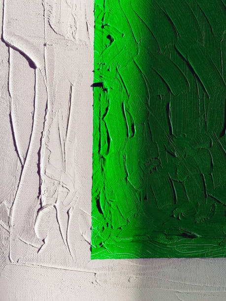 tratto pennello vernice olio verde testurato - oil painting brush stroke abstract green foto e immagini stock