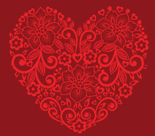 illustrations, cliparts, dessins animés et icônes de coeur floral . - ornate swirl heart shape beautiful