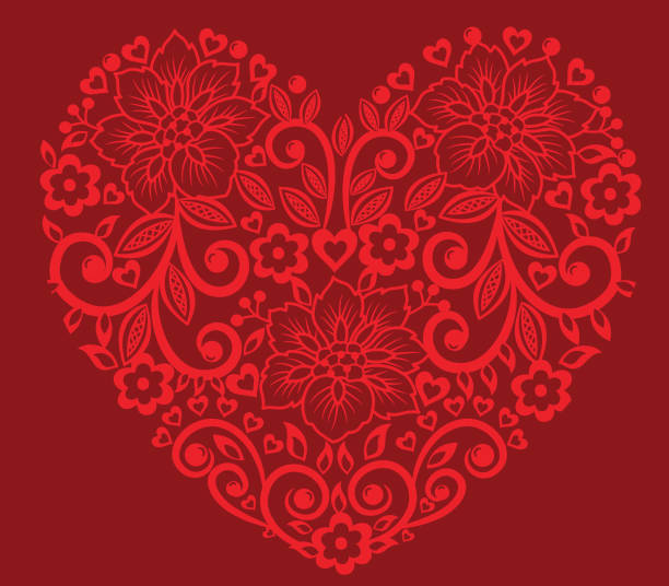 ilustrações, clipart, desenhos animados e ícones de coração floral . - ornate swirl heart shape beautiful