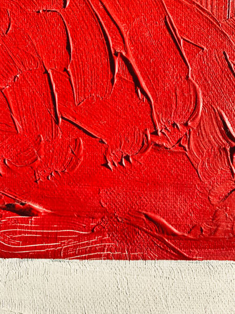 istock Textured  red  oil paint brush stroke 1227118036