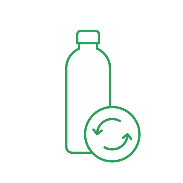 Ilustración de Icono De Línea Delgada De Botella Reutilizable Con Signo De  Reciclaje Botella De Vidrio Retornable y más Vectores Libres de Derechos de  Banco de botellas - iStock