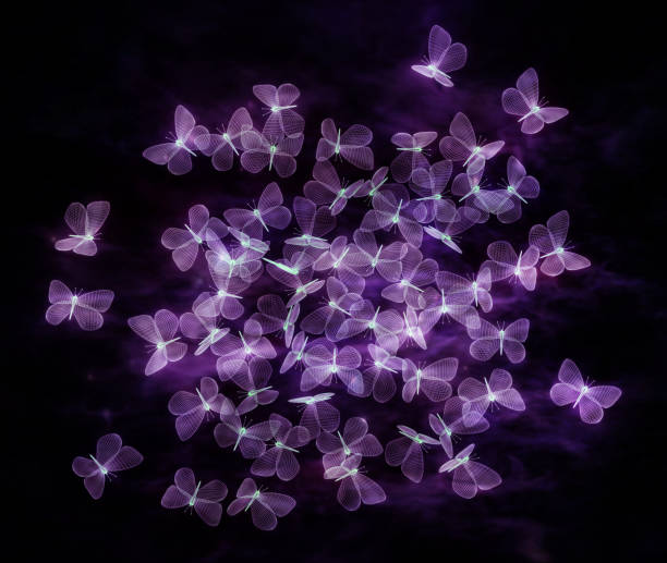 istock Abstract neon polygonal geometric butterflies consisting of lines. Wireframe technology structure. Glowing polygonal geometric structure. For web site, poster, placard and wallpaper. 3d illustration 1227130887