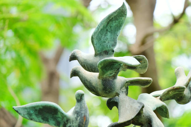 Bird Metal Statue in the public park.