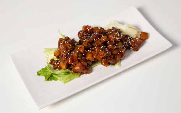 istock Teriyaki chicken on white background.Top view. Typical Japanese food 1227134591