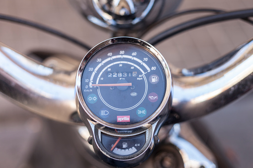 Valencia,Spain, April,13,2015: motorcycle speedometer