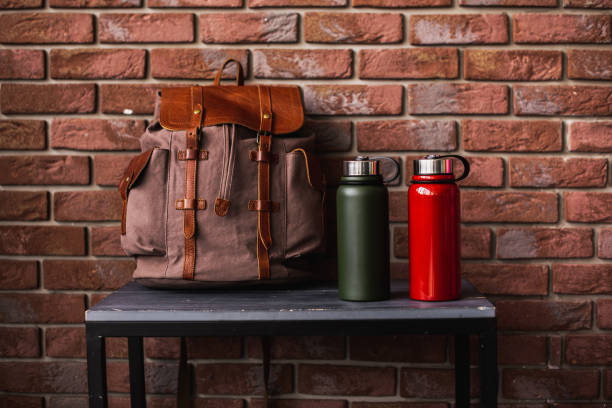 istock Thermos and backpack indoors at home,preparing for hiking 1227136776