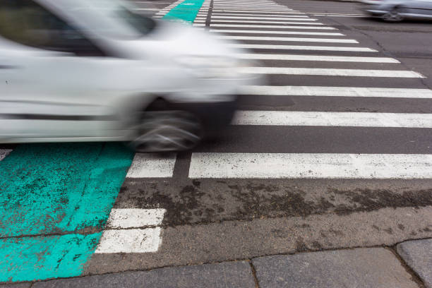 istock The Pedestrian crossing and cycle path and traffic 1227139930