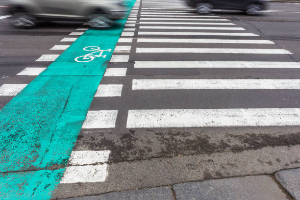 istock The Pedestrian crossing and cycle path and traffic 1227140146