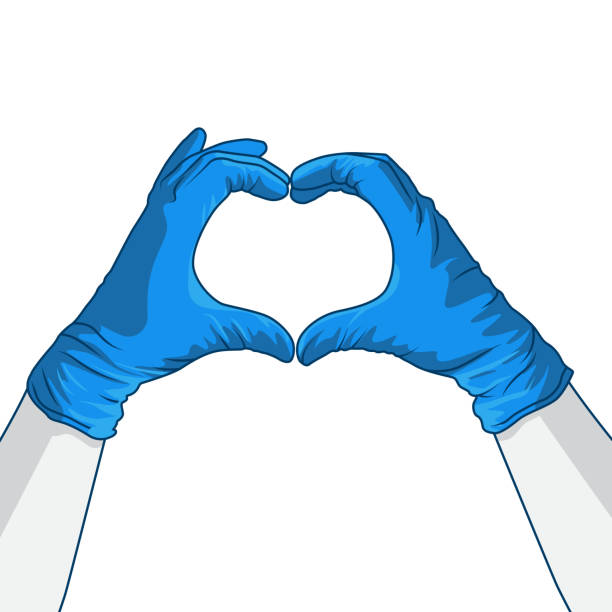 illustrations, cliparts, dessins animés et icônes de geste de main de coeur d’amour utilisant des gants protecteurs - protective glove washing up glove cleaning latex