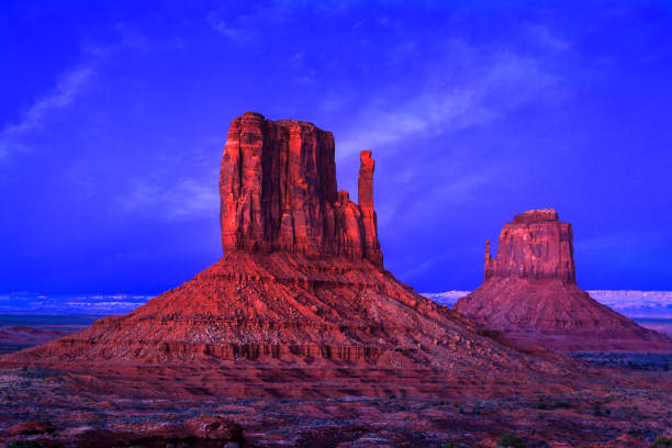 Buttes of Monument Valley during blue hour. Arizona, USA