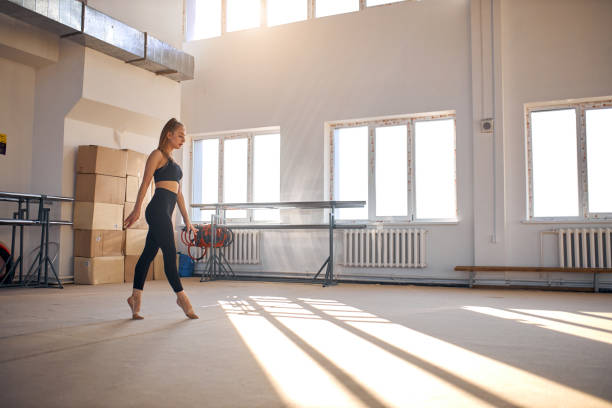 Young girl engaged art gymnastic