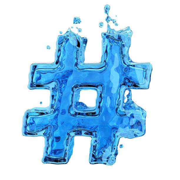 istock Hashtag Sign Water Splash isolated on white background 1227151866