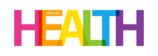 ilustrações de stock, clip art, desenhos animados e ícones de helth colorful gradient letters. vector isolated illustration. healthcare concept. medicine trendy concept. - 2322