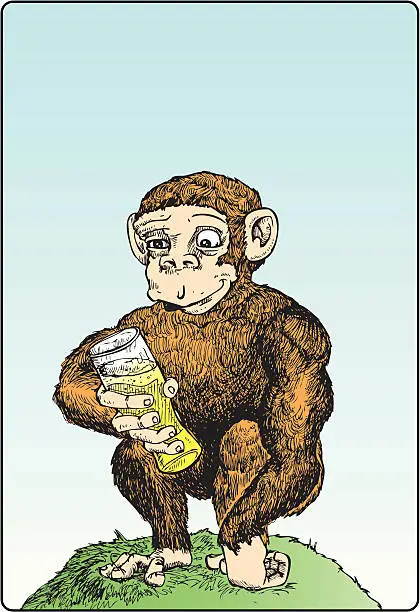 Vector illustration of Drunk Monkey