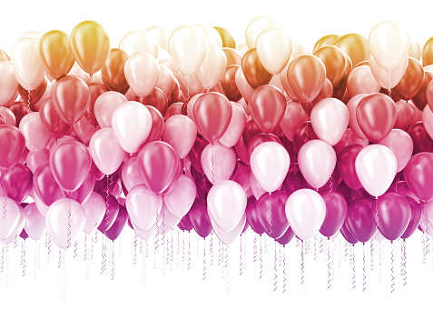 Multi color pastel color party balloons isolated on white