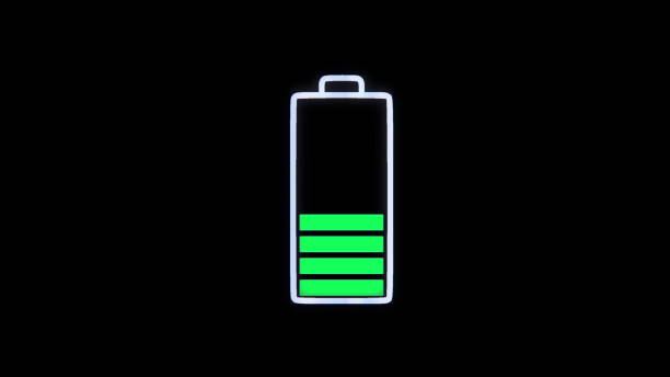 istock Graphic Animation of Floating Battery on the digital grid are being fully charged. 1227155055
