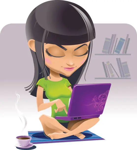 Vector illustration of Girl with notebook