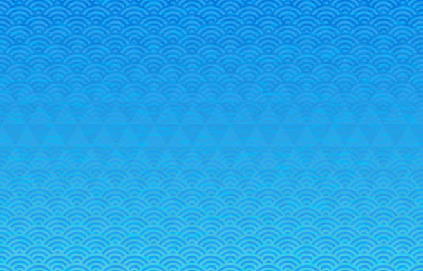 istock A Japanese-style background with a blue sea wave and scales 1227155720