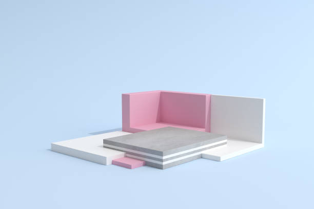 istock Abstract mock-up scene in minimal style, Podium with geometry form, Product presentation, pastel color object platform. 3D rendering. 1227156942