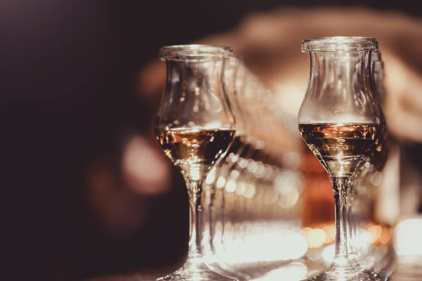 istock Image of wine glass, along with bar counter 1227157796