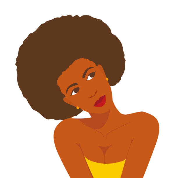 An Africanamerican Woman With Afro Hairstyle Leans Her Head Toward One  Shoulder Looking Up A Girl Thinking Stock Illustration - Download Image Now  - iStock