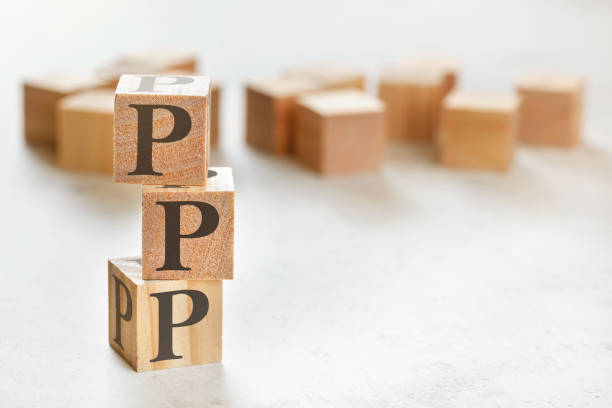 istock Three wooden cubes with letters PPP (means Praise, Picture, Push), on white table, more in background, space for text in right down corner 1227171640