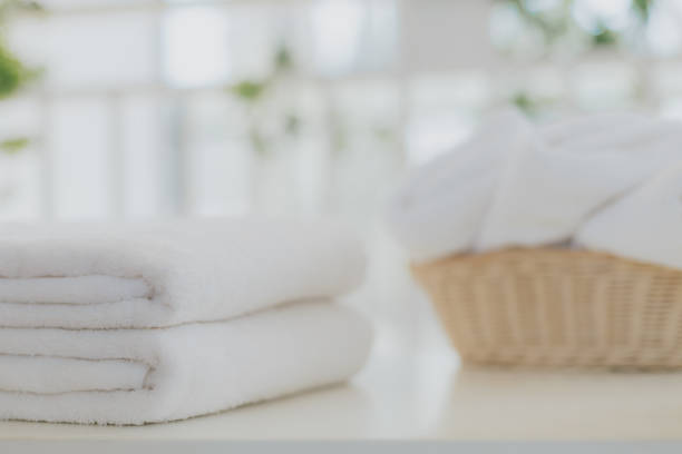 istock White towel with basket in bathroom 1227173002