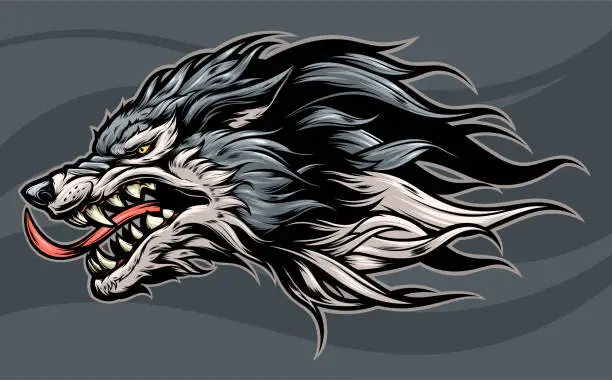 Vector illustration of Angry wolf head