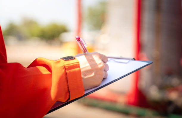 istock Safety audit in oil field operation. 1227177749
