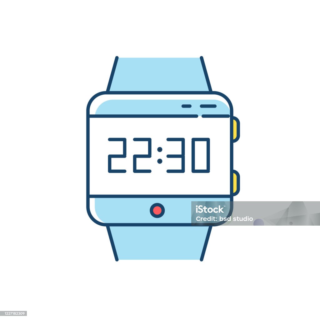 Ilustración de Pulsera Inteligente Icono De Color Reloj Inteligente Con Pantalla Táctil Reloj Reloj Digital Gadget De Portátil Rastreador De Fitness Dispositivo Móvil Tecnología Ilustración Vectorial Aislada y más Vectores