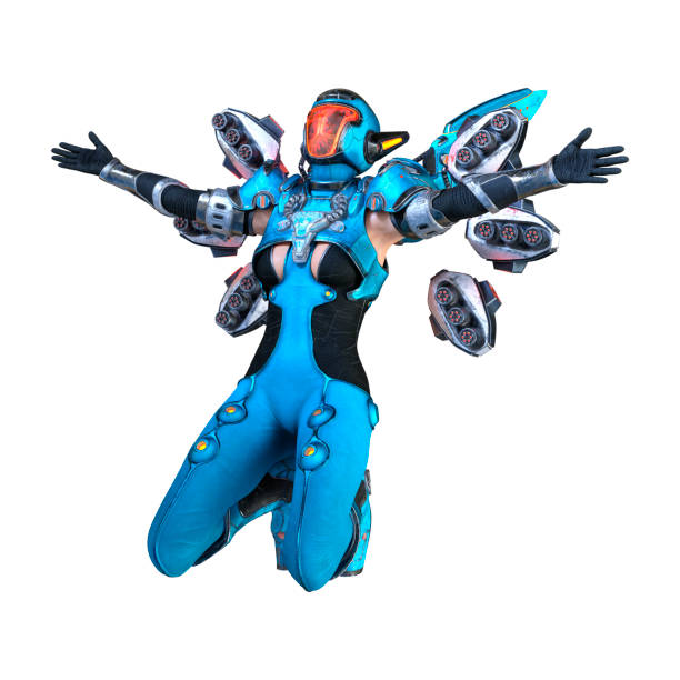 istock 3D illustration space super woman on white 1227183638
