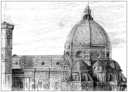 Antique illustration: Santa Maria del Fiore, Florence