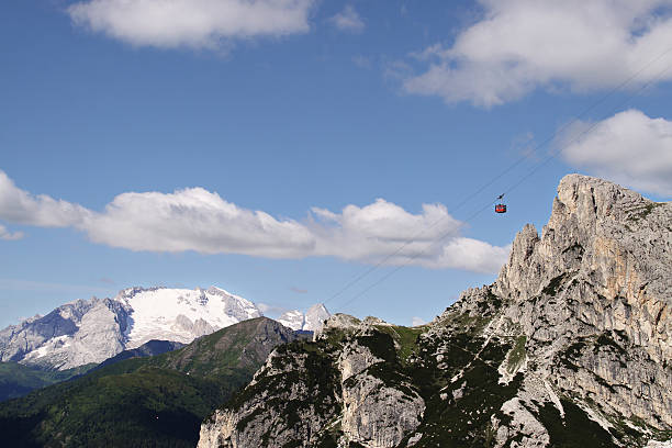 Horizontal view at Mount Marmolada (Punta Penia) 3,343m in background also know as The Queen of the Dolomites. Mountain is located in northeastern Italy (just east of Trento) and it is the highest mountain of the Dolomites.