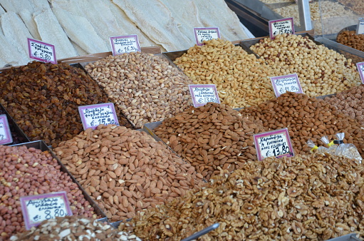 Central Municipal Athens Market that selling fresh nuts and seeds.