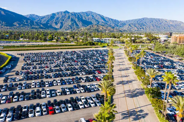 Photo of Aerial view of parked cars