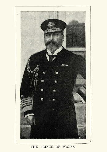 Vintage photograph of the Prince of Wales (later King Edward VII) in Naval uniform, 1894, 19th Century