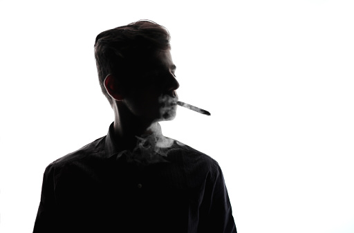 Cigar Smoker Handsome Young Silhouette Photo