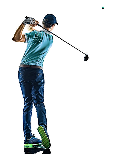 istock Man Golf golfer golfing isolated  white background 1227192103