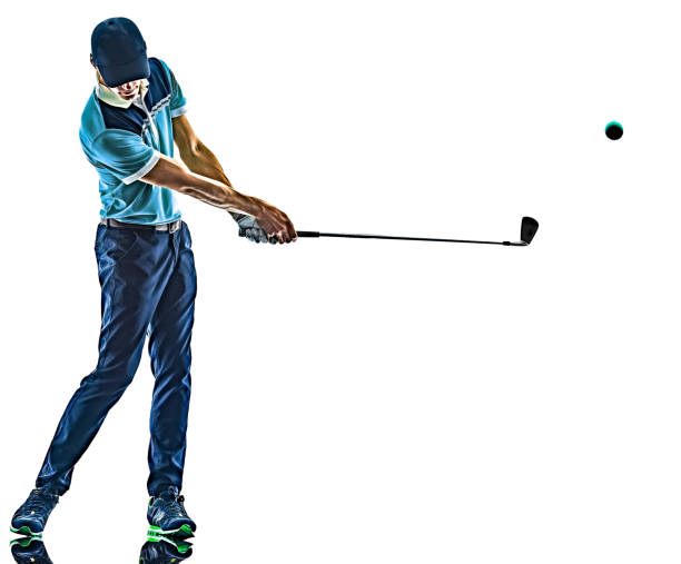 istock Man Golf golfer golfing isolated  white background 1227192173