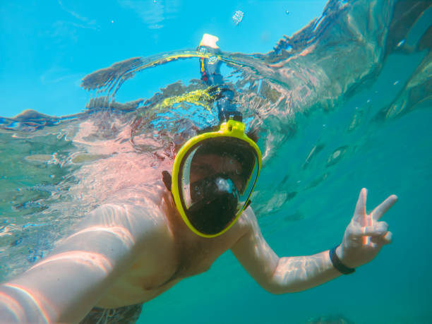 istock man with snorkeling mask underwater summer sea vacation 1227193054