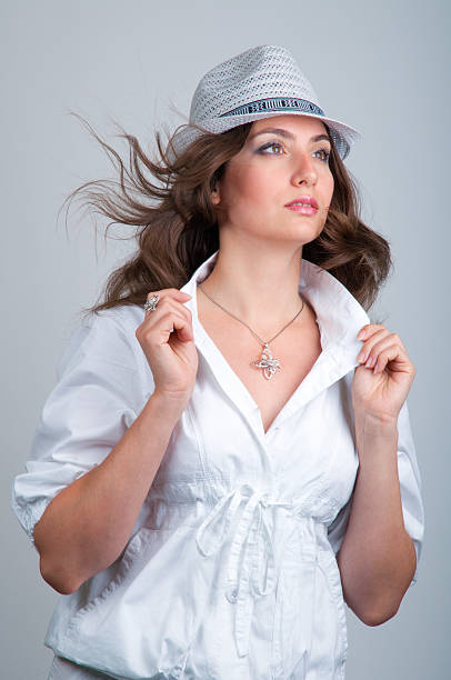 Beautiful Young Woman in Hat stock photo